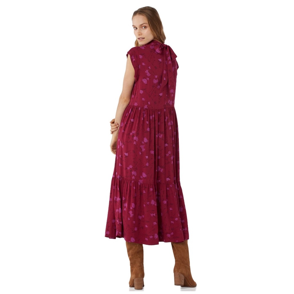 Free Assembly Women’s Sleeveless Tie Back Tiered Midi Dress - Picture 3 of 11